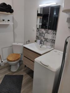 a white bathroom with a toilet and a sink at VITTEL LOC'S - LE 147 - Un Havre de PAIX - CALME in Vittel