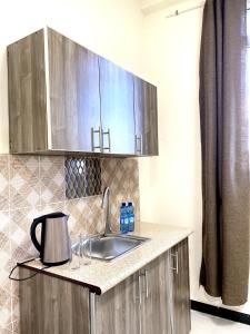 a kitchen with a sink and a counter top at Betsi Bed & Breakfast (BBB) in Addis Ababa