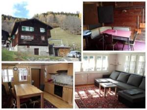 eine Collage mit Bildern eines Hauses und eines Hauses in der Unterkunft FeWo aletsch dreams in Fiesch