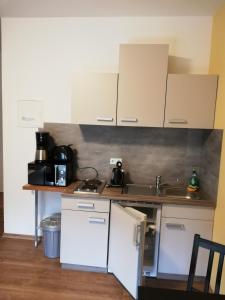 Een keuken of kitchenette bij Apartmenthaus Mehrow