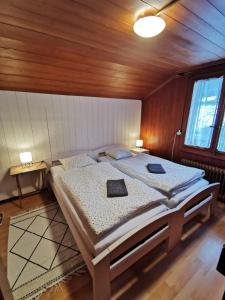 Een bed of bedden in een kamer bij Chalet Edelweiss Sigriswil