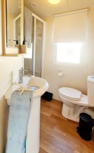 a bathroom with a white sink and a toilet at Beach Resort Kamperland - 153 in Kamperland