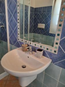 a bathroom with a sink and a mirror at Agriturismo Orvile in Posada