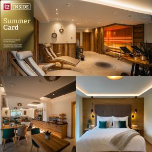 un collage di tre foto di una camera d'albergo di Boutiquehotel - Michl a Sautens