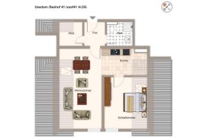 ein Grundriss eines Hauses in der Unterkunft Seehof Seehof 41 in Bansin + 3 Fotos