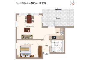 ein Grundriss eines Hauses in der Unterkunft Villa Aegir Villa Aegir 122 in Heringsdorf