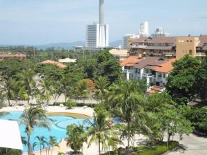 an aerial view of a resort with a pool and palm trees at View talay Vt2a F5 R207 in Pattaya South