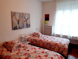 a bedroom with two beds and a window at El Mirador de Zofía con wifi y garaje in Ezcaray