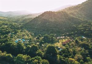 an aerial view of a mountain with trees at The Jungle Lodge at Kalu Yala in Panama City