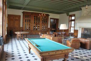 a living room with a pool table in it at Manoir de la Dune in Quend