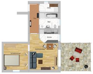a drawing of a floor plan of a house at FeWo Wünschendorf in Dürrröhrsdorf