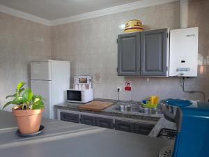 kuchnia ze zlewem i białą lodówką w obiekcie Vivienda Rural Maestro Herrador w mieście Ubrique