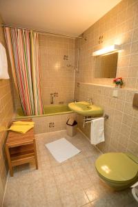 W łazience znajduje się zielona toaleta i umywalka. w obiekcie Appartment 1614, Ferienpark Oberallgäu, Schwimmbad, Sauna, Spielplatz w mieście Missen-Wilhams