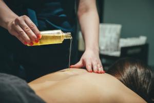 a woman getting her hair cut with a blow dryer at Roslin Beach Hotel in Southend-on-Sea