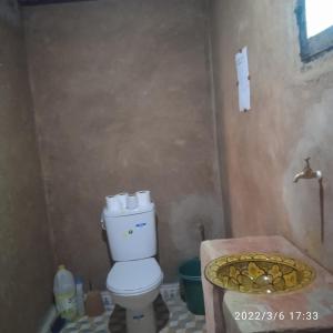 a small bathroom with a toilet and a sink at Chegaga Berber Camps in Mhamid