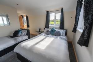 a bedroom with two beds and a window at Pantysgyfarnog near Carmarthenshire Pembrokeshire in Carmarthen