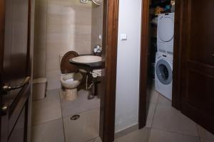 カルペニシにあるKourtis Family Mansionのバスルーム(トイレ、洗面台、洗濯機付)