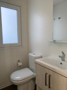 a bathroom with a toilet and a sink and a window at Torre Mendari in Varigotti