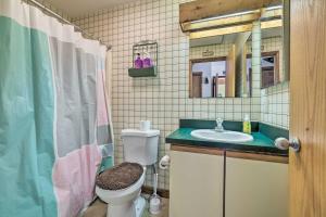 a bathroom with a toilet and a sink and a mirror at Next to Shawnee Mtn Ski Area Inviting Condo! in East Stroudsburg +19 photos