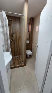 バニャ・ルカにあるAleksandarのバスルーム(シャワー、洗面台、トイレ付)