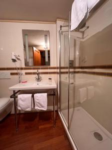y baño con lavabo y ducha. en Al Giglio Bottonato, en Florencia