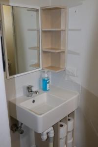a bathroom with a white sink and a mirror at Western Sydney University Village - Hawkesbury in Richmond