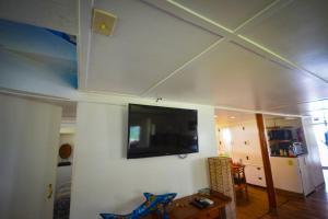 Uma TV ou centro de entretenimento em Queen Malesso Houseboat