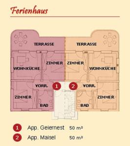 Půdorys ubytování Rieglhof Apartment Maisel