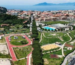 an aerial view of a city with a park at aria di mare in Sestri Levante