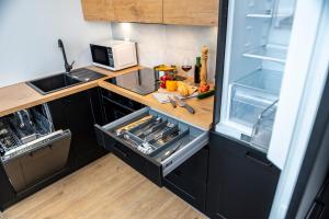 Kuchyňa alebo kuchynka v ubytovaní Apartamenty Przy IV Śluzie - LUX 50m2