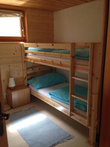 a bunk bed room with two bunk beds in a cabin at Chalet Lucille in Leysin