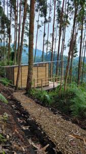 a house in the woods with a fence and trees at Latibule Glamping in La Vega