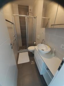 Koupelna v ubytování Apartmani Kramar