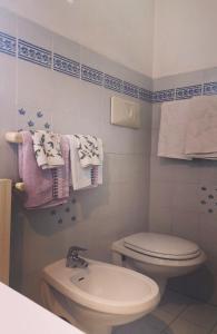 ein Bad mit einem WC, einem Waschbecken und Handtüchern in der Unterkunft LOFT collina vista mare in Castellina Marittima