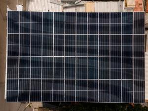 a bunch of solar panels on the side of a building at Pousada Meireles in Fortaleza