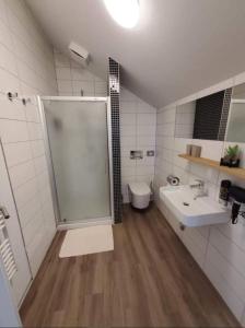 ケジュマロクにあるCHATA B - Veľká Lomnicaのバスルーム(シャワー、トイレ、シンク付)