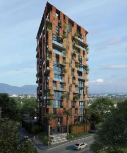 a rendering of a tall building with a car in front at Torre Rialto in Santiago de los Caballeros