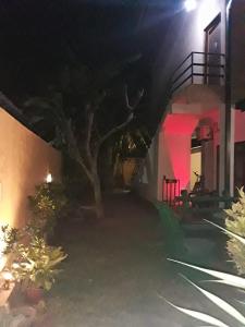 una casa con un árbol en el patio por la noche en Villa DeLorenta, en Anuradhapura