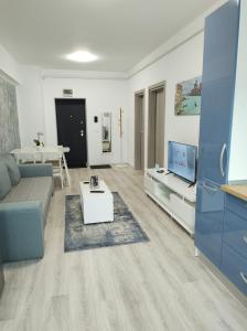 雅西Simona Apartament Iulius Mall的客厅里有一张沙发和一台电视