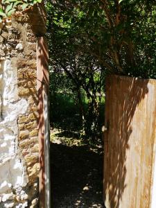 une ombre d'un arbre sur le côté d'un mur dans l'établissement Studio vacances proche plages, à Neufchâtel-Hardelot