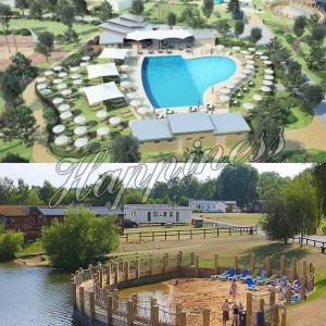 eine Collage aus zwei Bildern eines Resorts in der Unterkunft Luxury Holiday Home Happiness at Tattershall lake# in Tattershall