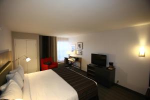 a hotel room with a bed and a television at GreenTree Inn & Suites Phoenix Sky Harbor in Phoenix