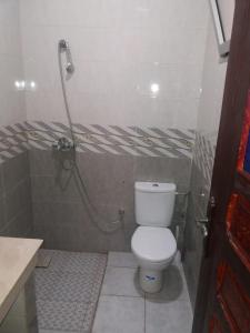 a bathroom with a toilet and a shower at Dar Ba Brahim in Rabat