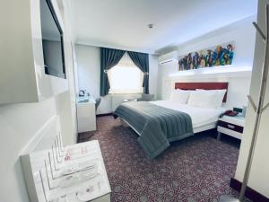 une chambre d'hôtel avec un lit et une télévision dans l'établissement Bugday Hotel, à Ankara