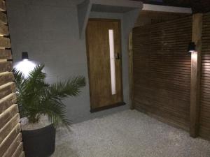 un corridoio con una porta e una pianta in vaso di Apartment style Space a Minworth