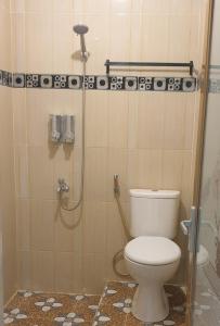 a bathroom with a toilet and a shower at Alexandria12 Guest House in Selong