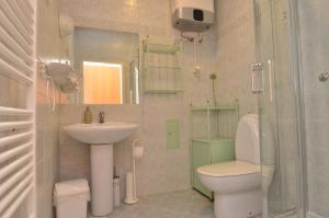 a bathroom with a toilet and a sink and a shower at Apartments Vektor Vila Golf in Rogaška Slatina +12 photos