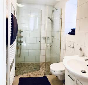 Koupelna v ubytování Die Stader Ferienwohnung mit Terrasse