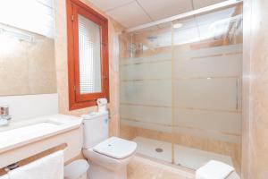 a bathroom with a toilet and a sink and a shower at Aparto Residence Galetamar in Calpe