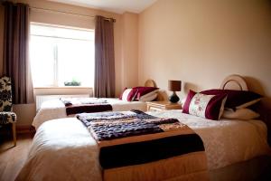 a bedroom with two beds and a window at Eas Dun Lodge in Donegal